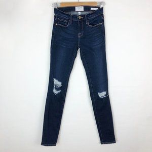FRAME DENIM le skinny de jeanne raw dark jeans